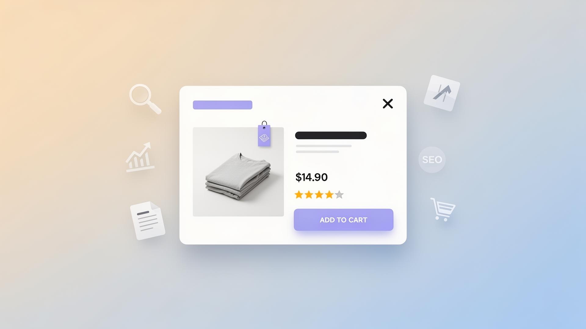 Картка товару в інтернет-магазині з SEO-елементами та кнопкою Add to cart